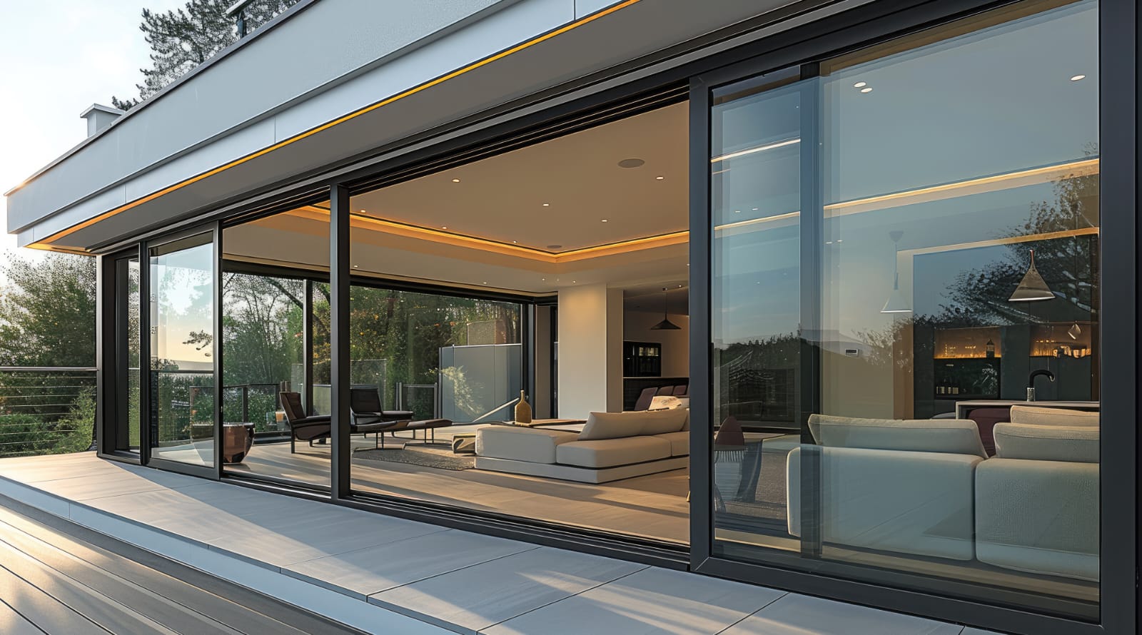 Soliss S23 Slimline sliding wall overlooking the mountains